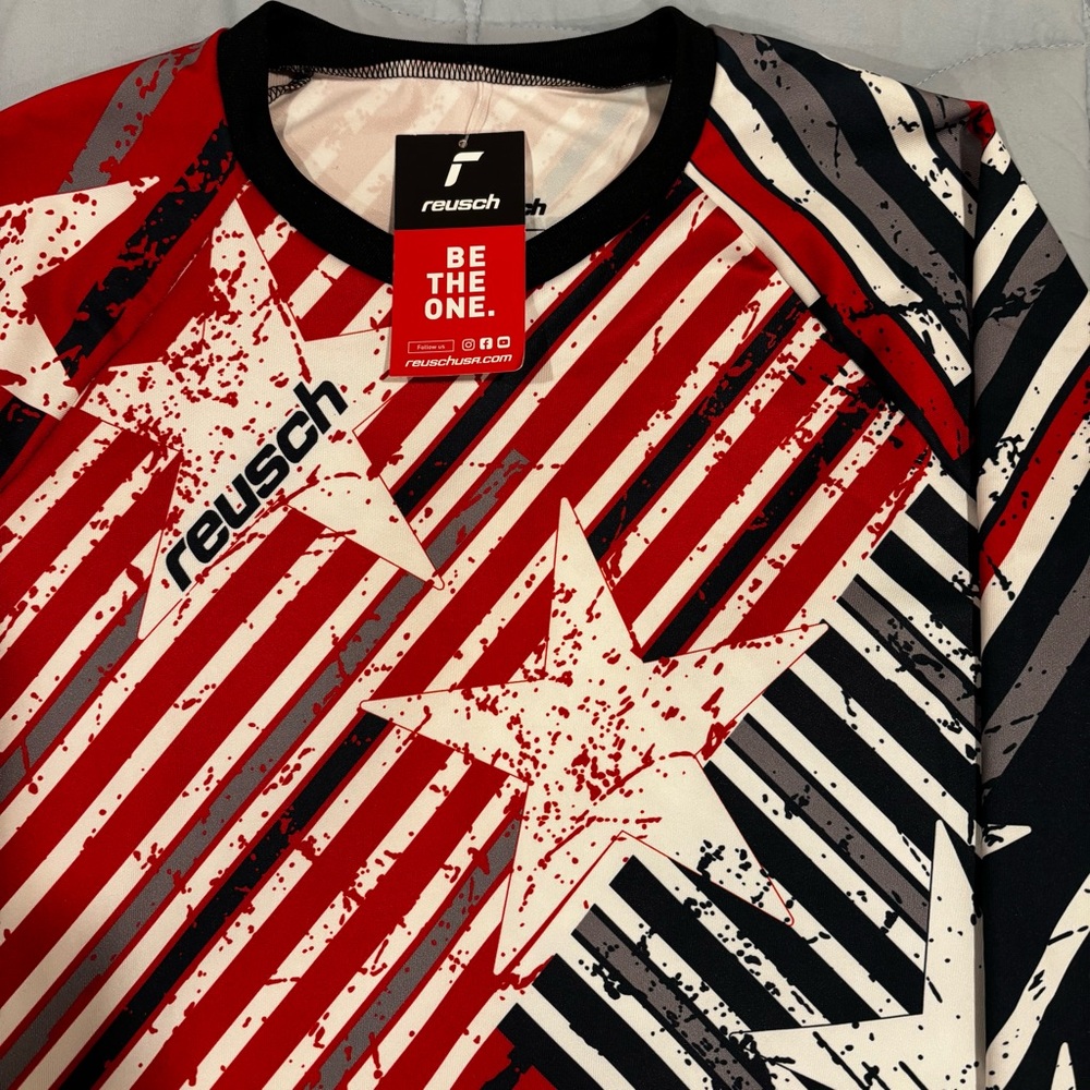 Reusch Red, White, Blue Striped Star Jersey Patriot II Profit GK Jersey, Large